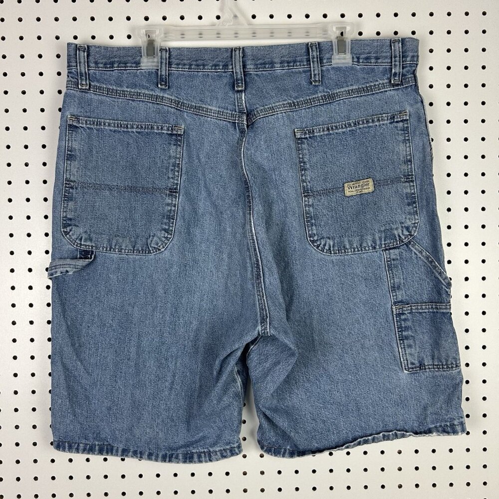 Wranglerβ Baggy Blue Jean Shorts 38 Carpenter Hammer Work Wear VIntage 90s Worn